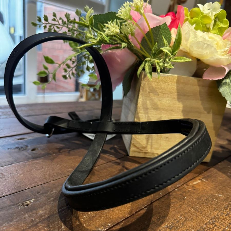 Black leather padded head collar figure of 8 style for dogs 